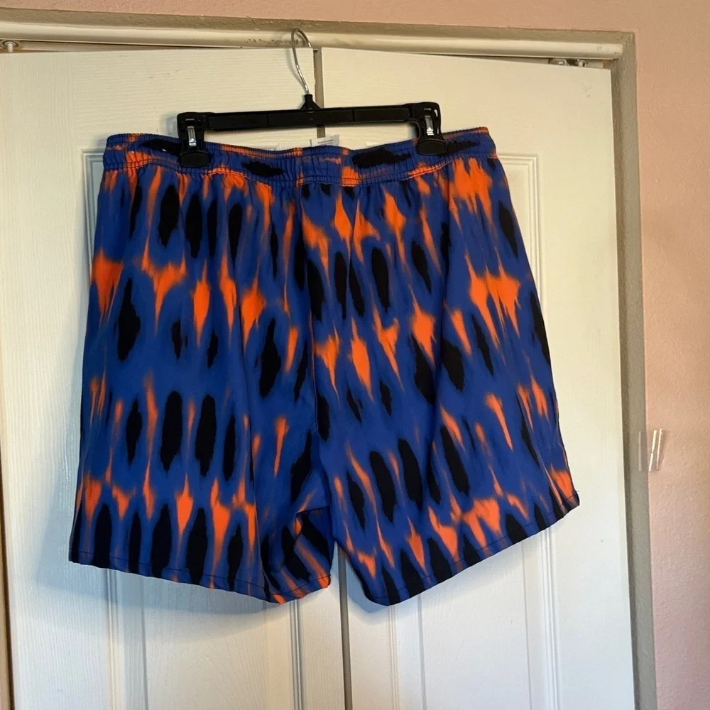 Reebok Blue and Orange Patterned Swim Shorts